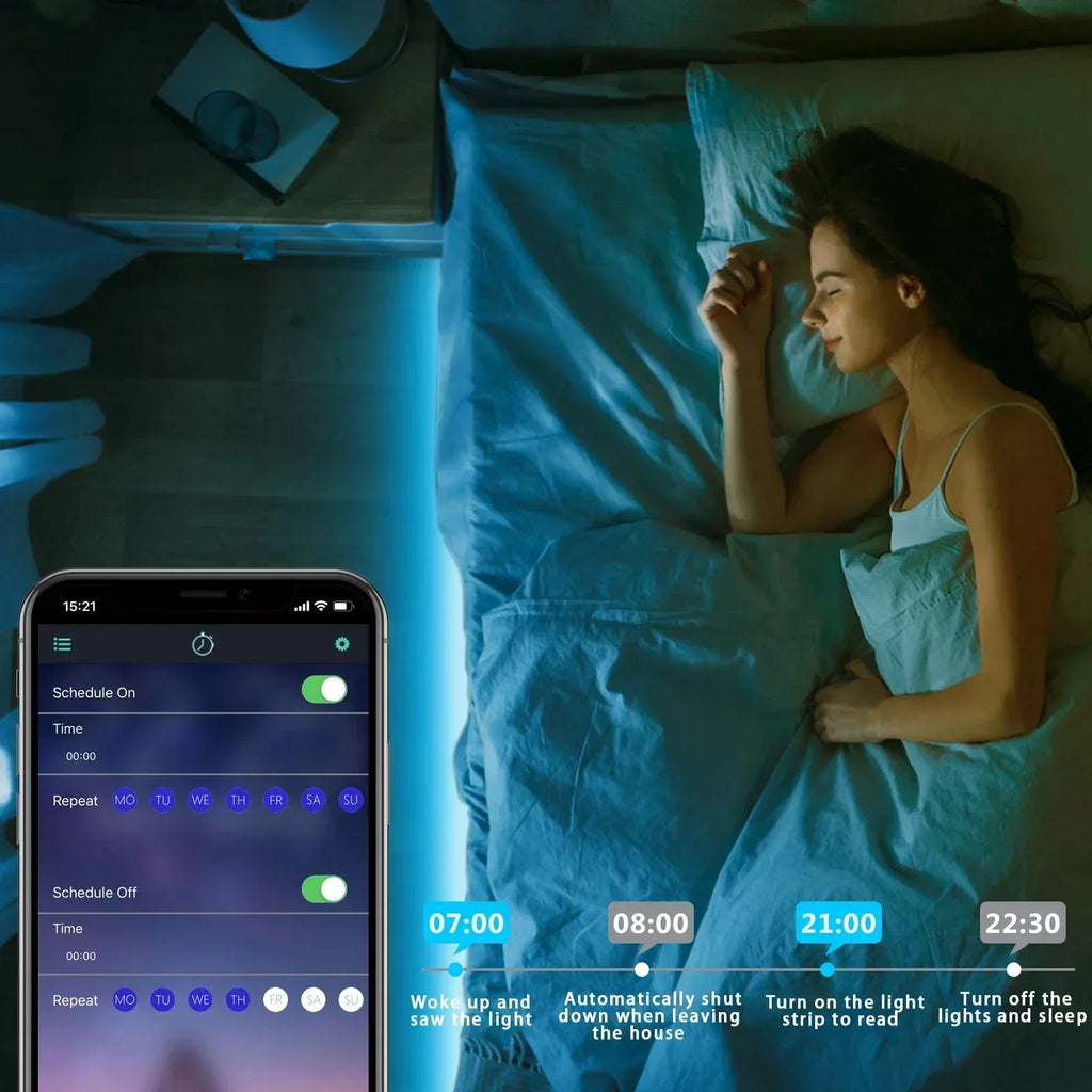 RGB Neon LED Strip 24Key Remote Control Music Sync Power Waterproof Decor Remote Control Flexible Ribbon for Home Decor Lighting