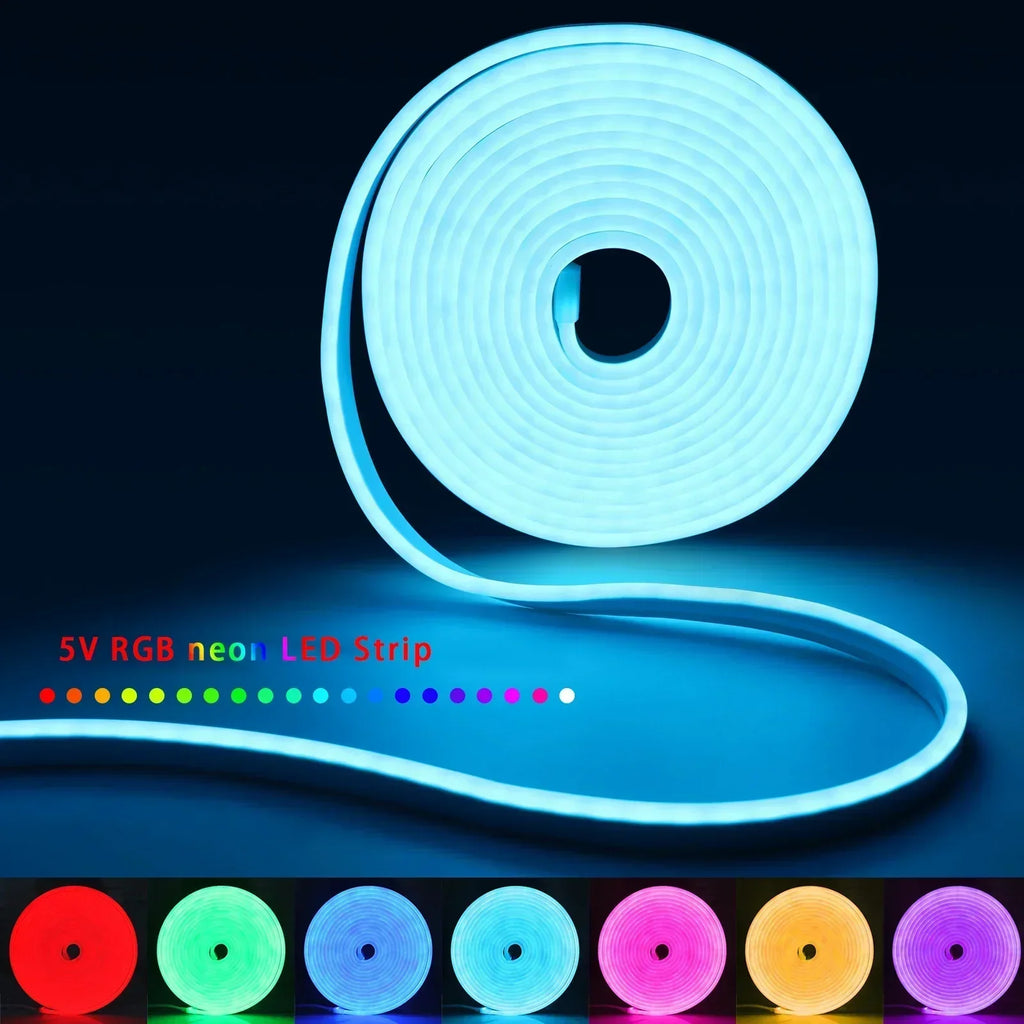 RGB Neon LED Strip 24Key Remote Control Music Sync Power Waterproof Decor Remote Control Flexible Ribbon for Home Decor Lighting